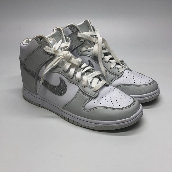 Used Nike Women's Dunk High White/ Metallic Silver FJ4578-100 Fashion Shoes - Picture 2 of 5